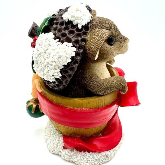 Fitz & Floyd Charming Tails "Holly Day Dreams" 93/501 Lidded Trinket Box Xmas - Picture 2 of 7